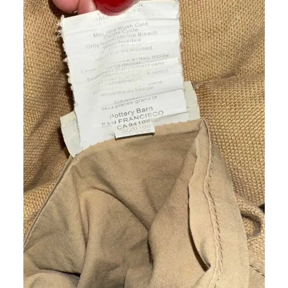 Vintage Rare Pottery Barn Linen Duvet Cover Tan Reversible Heavy Thick 2008